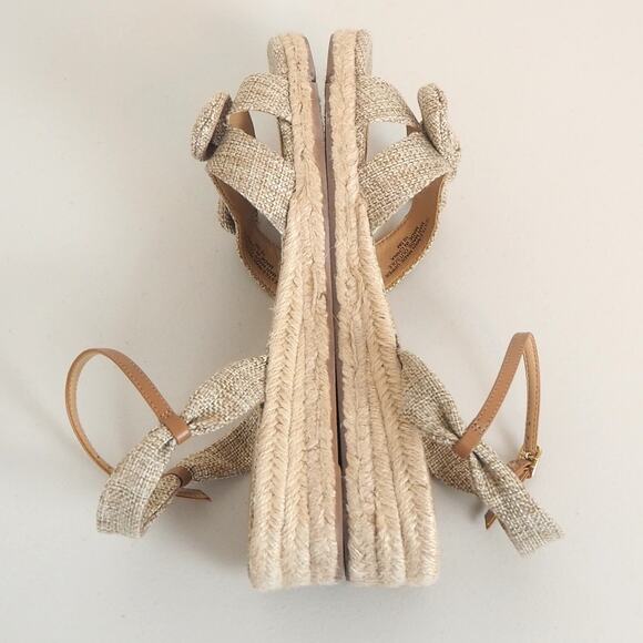 Talbots Espadrille Sandals Pamela Knot Linen Women's Sz10.5 Tan Strappy Bow Tie - Picture 8 of 11